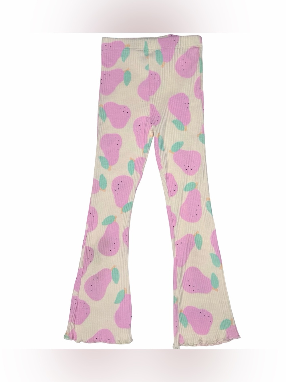 Zara‎ Pear Print Ribbed Flare Leggings